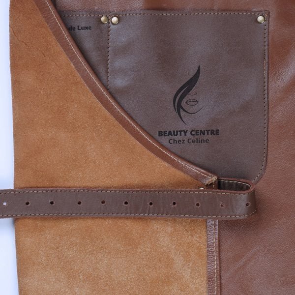 Tablier esthéticienne personnalisé en cuir