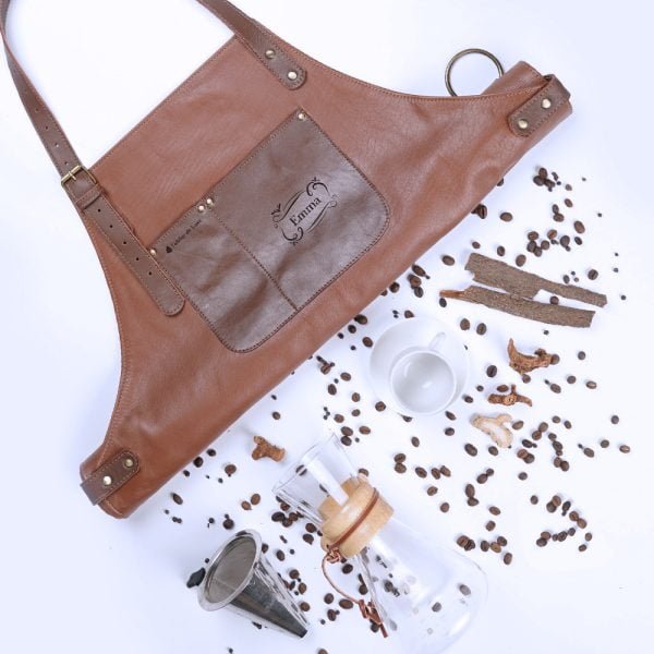 Tablier de serveur personnalisé en cuir pour homme et femme