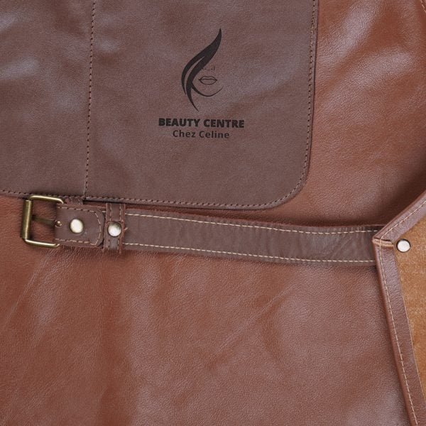Tablier esthéticienne personnalisé en cuir