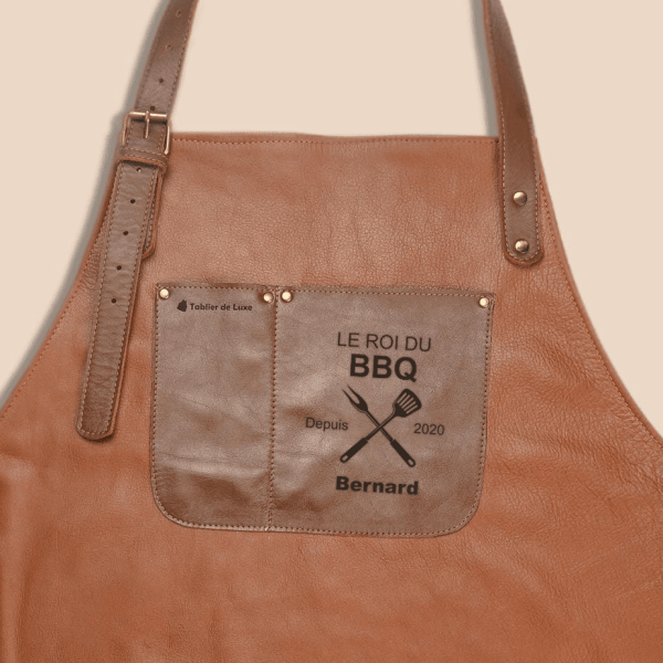 Tablier roi du barbecue personnalisé 100% cuir !